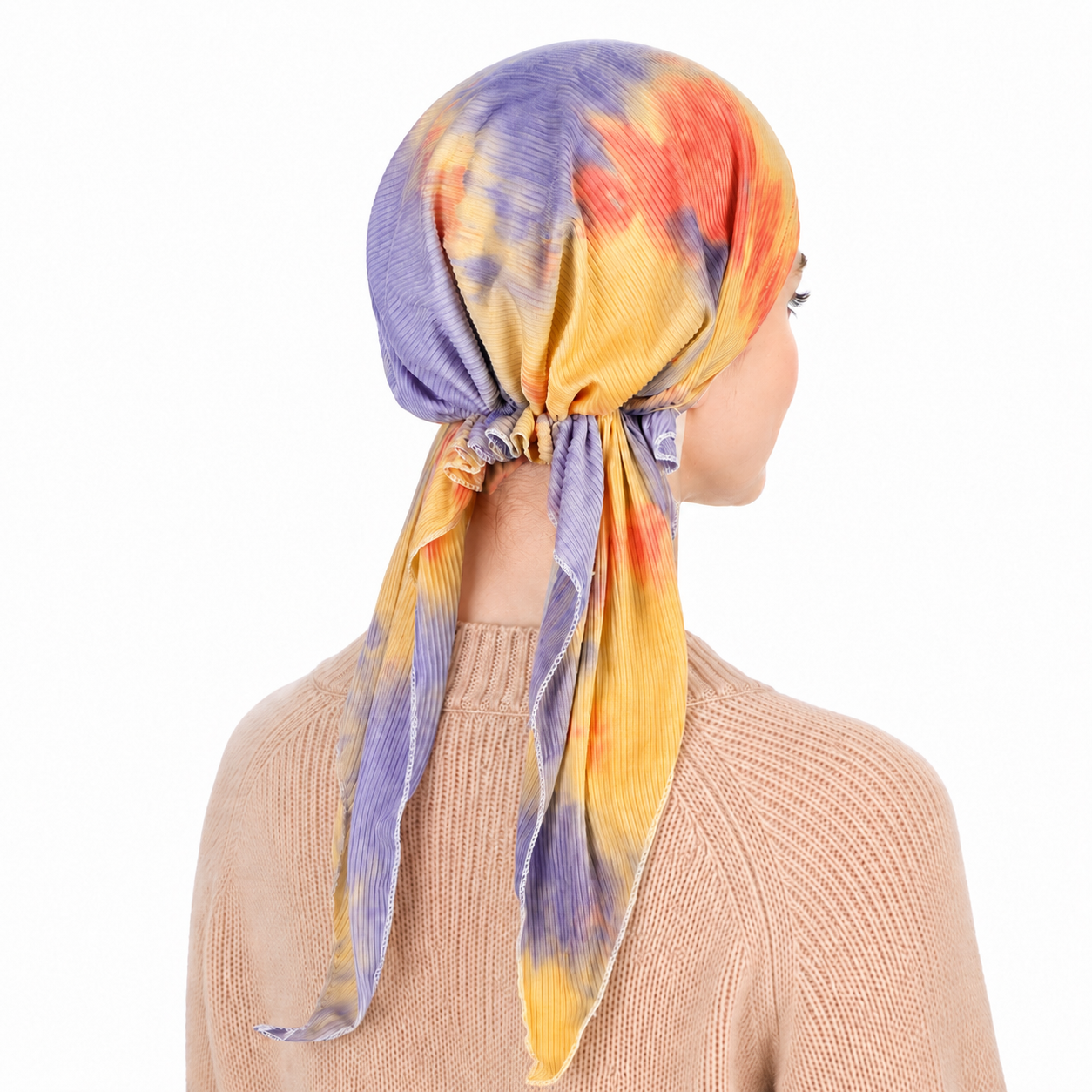 Tie-dye hair cap with scarf
