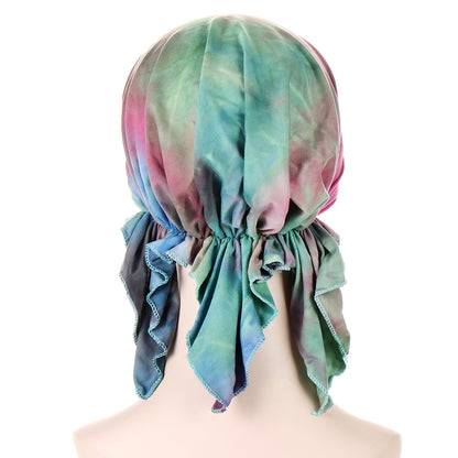 Tie-dye hair cap with tail