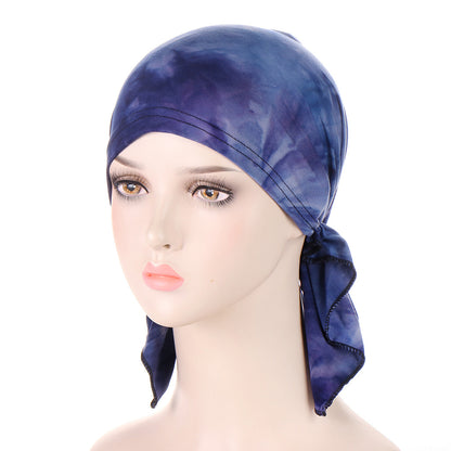 Tie-dye hair cap with tail