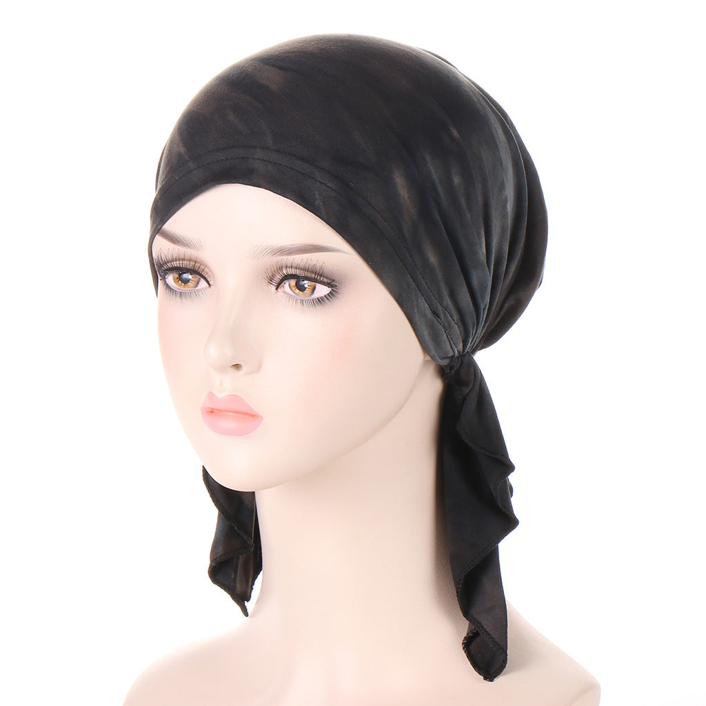 Tie-dye hair cap with tail