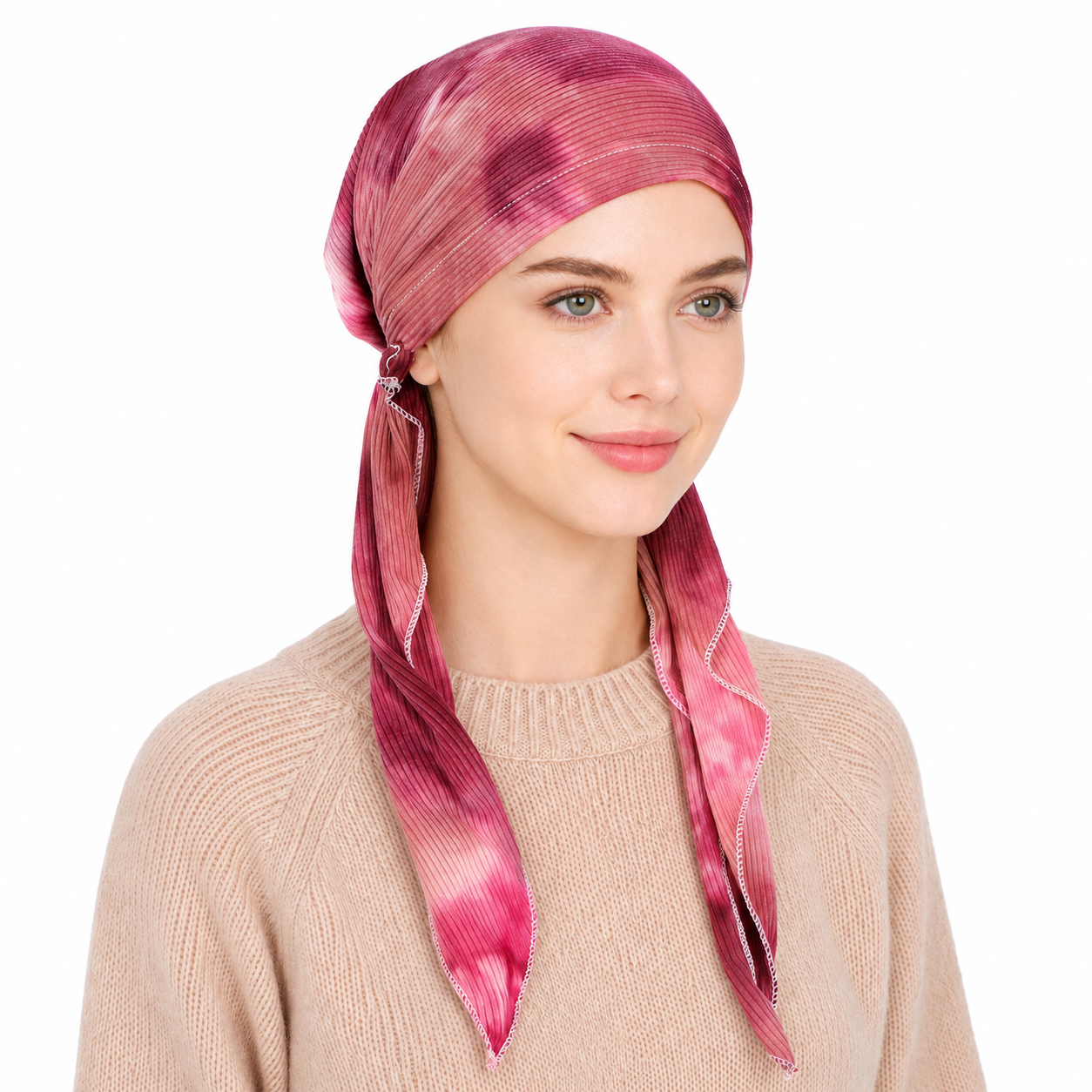 Tie-dye hair cap with scarf