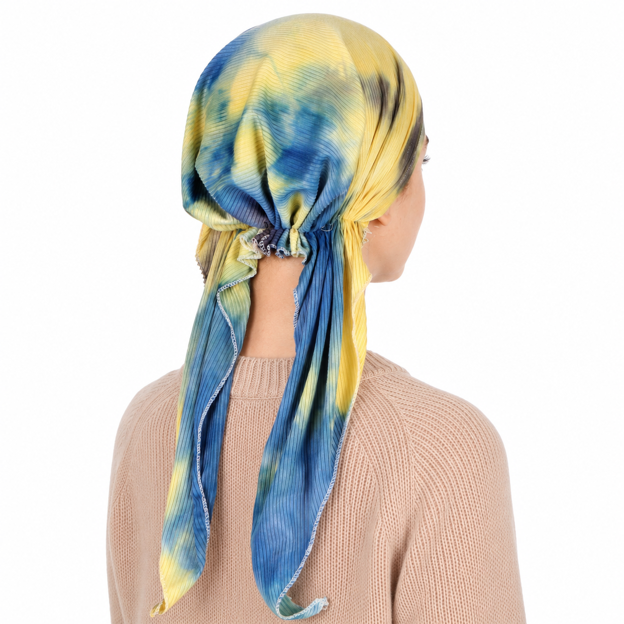 Tie-dye hair cap with scarf