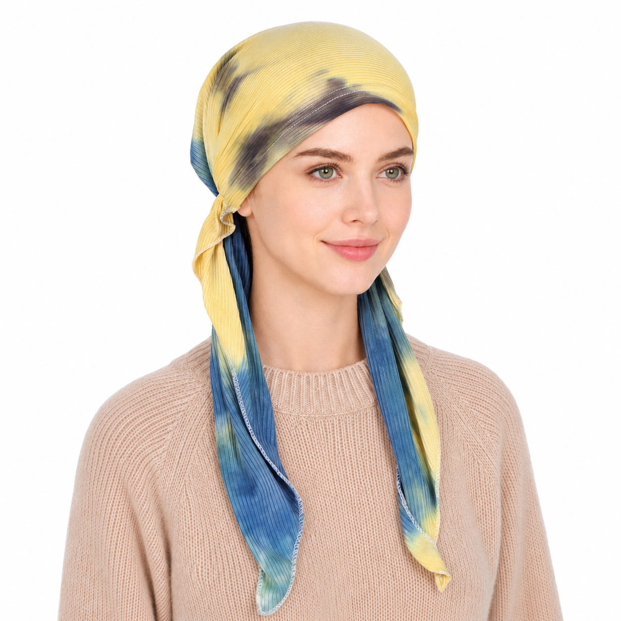 Tie-dye hair cap with scarf