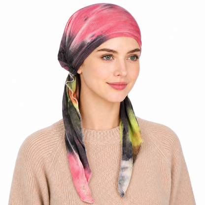 Tie-dye hair cap with scarf