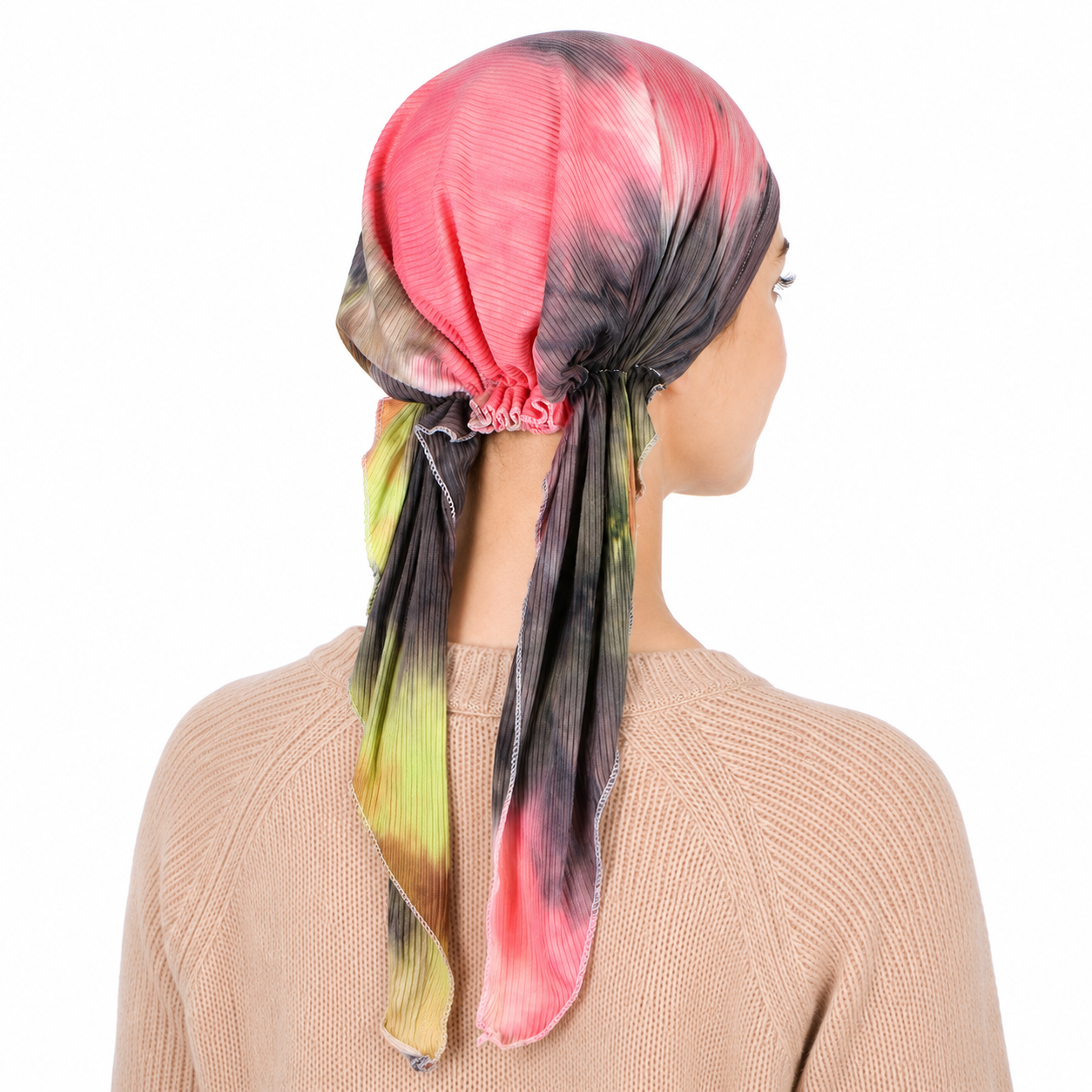 Tie-dye hair cap with scarf