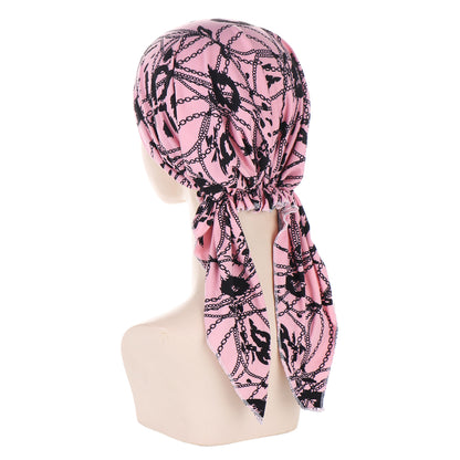 Printed hair cap with scarf