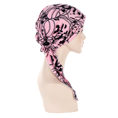 Printed hair cap with scarf