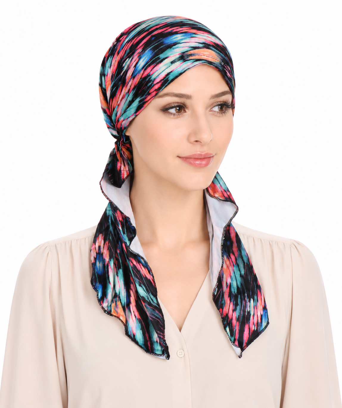 Printed hair cap with scarf