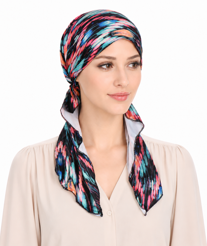 Printed hair cap with scarf