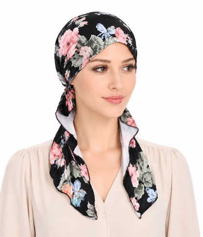 Printed hair cap with scarf