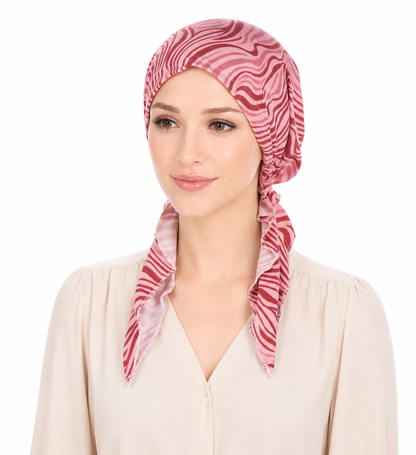 Printed hair cap with scarf