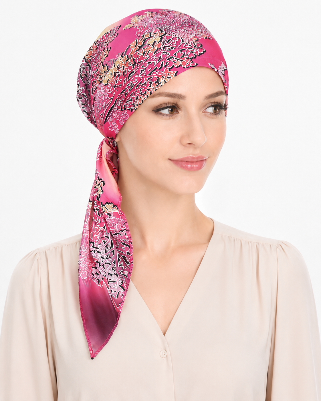 Printed hair cap with scarf