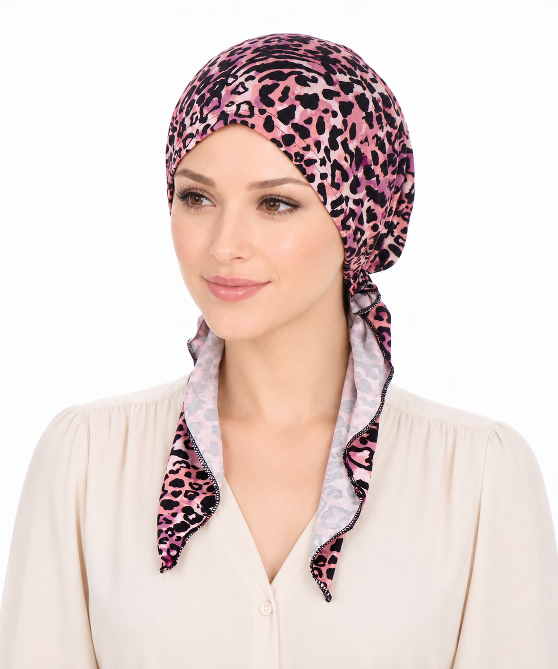 Printed hair cap with scarf