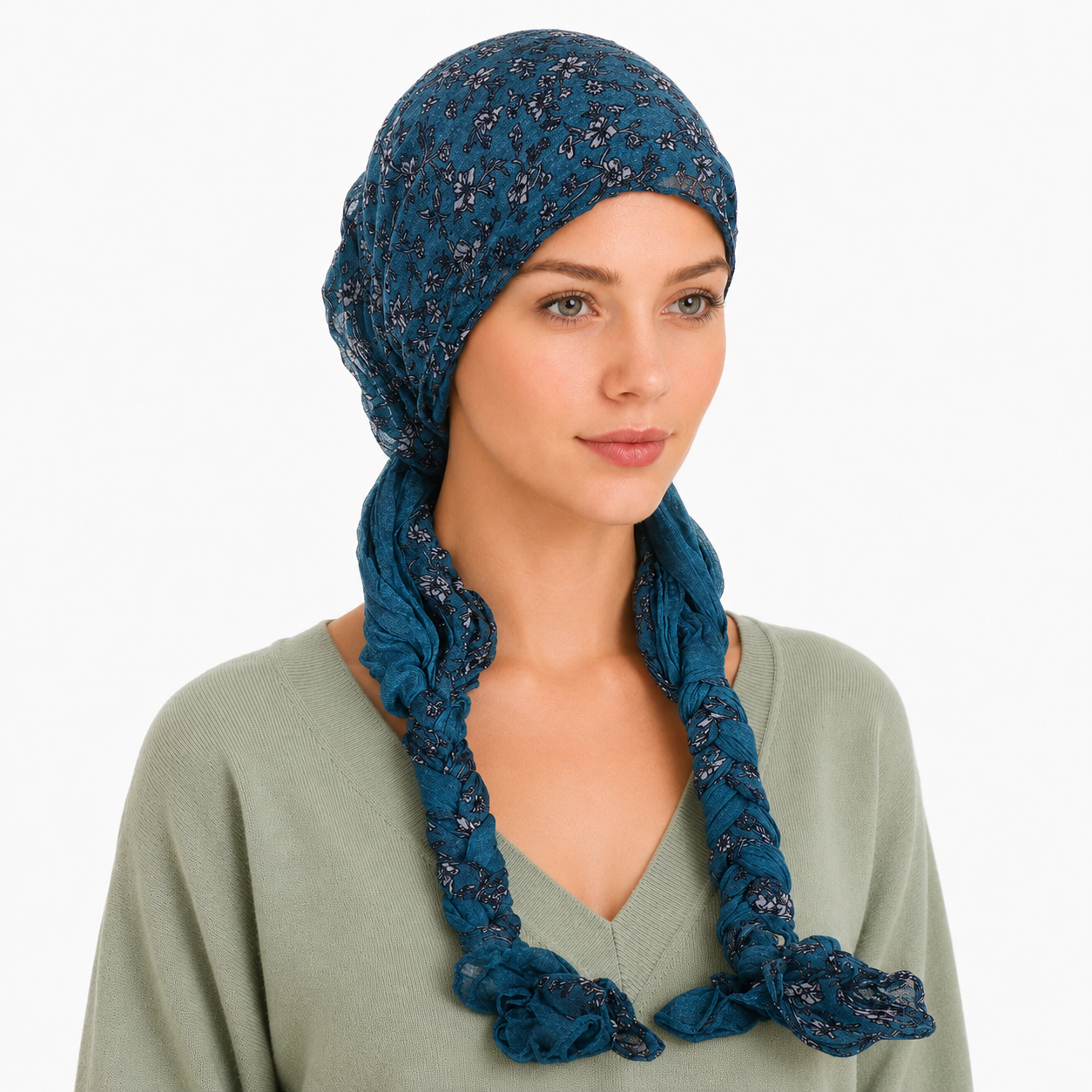 Headscarf with braided ends