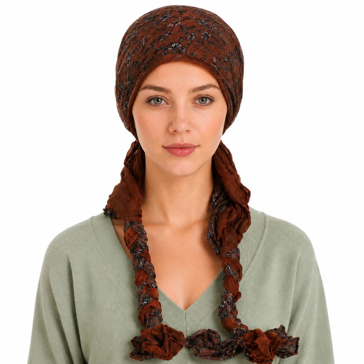 Headscarf with braided ends