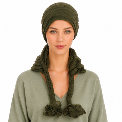 Headscarf with braided ends