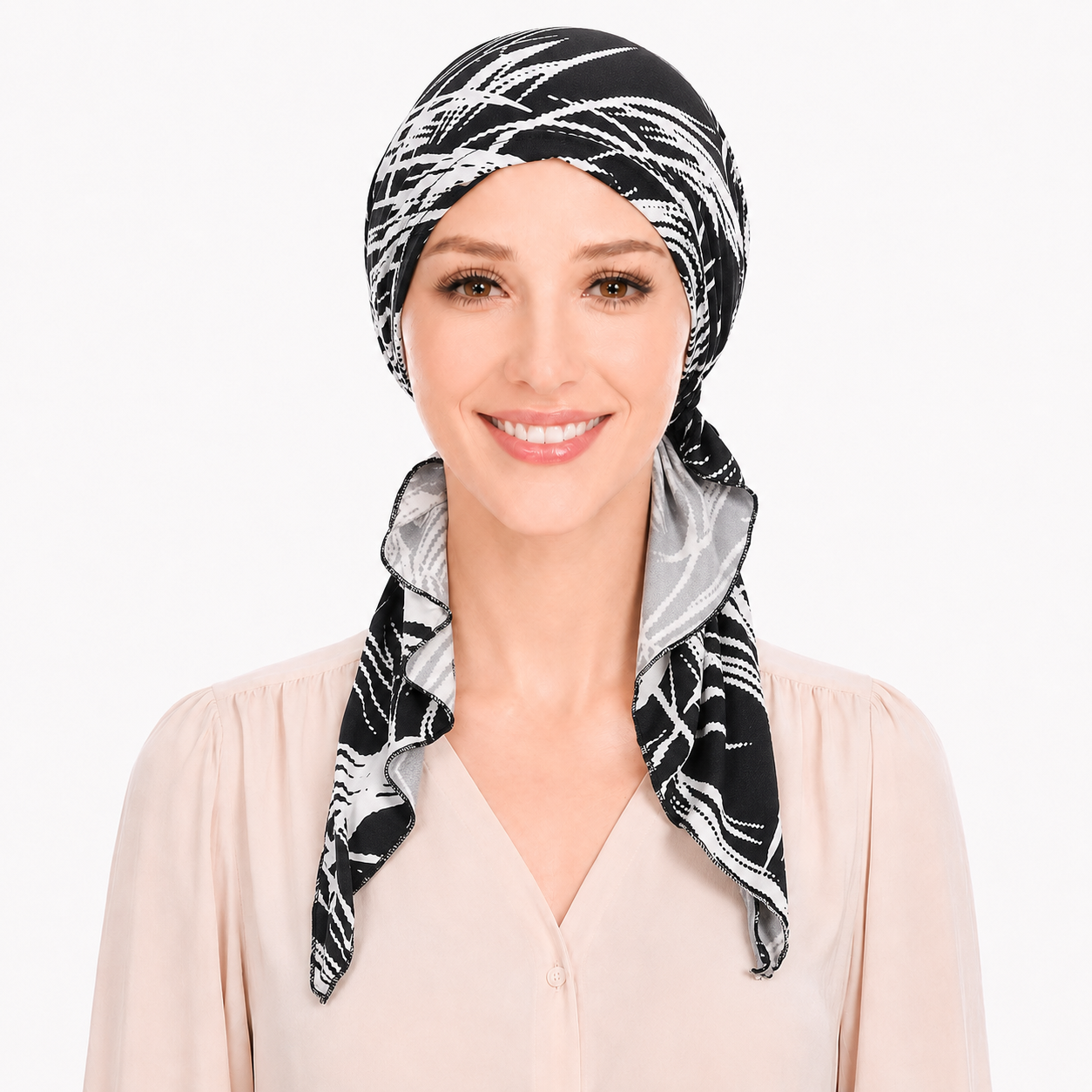 Printed hair cap with scarf