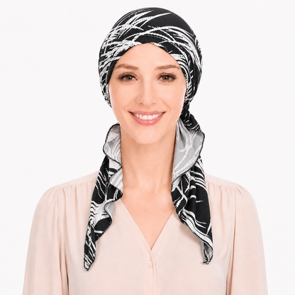 Printed hair cap with scarf