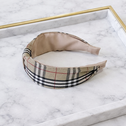 Beige plaids knotted headband