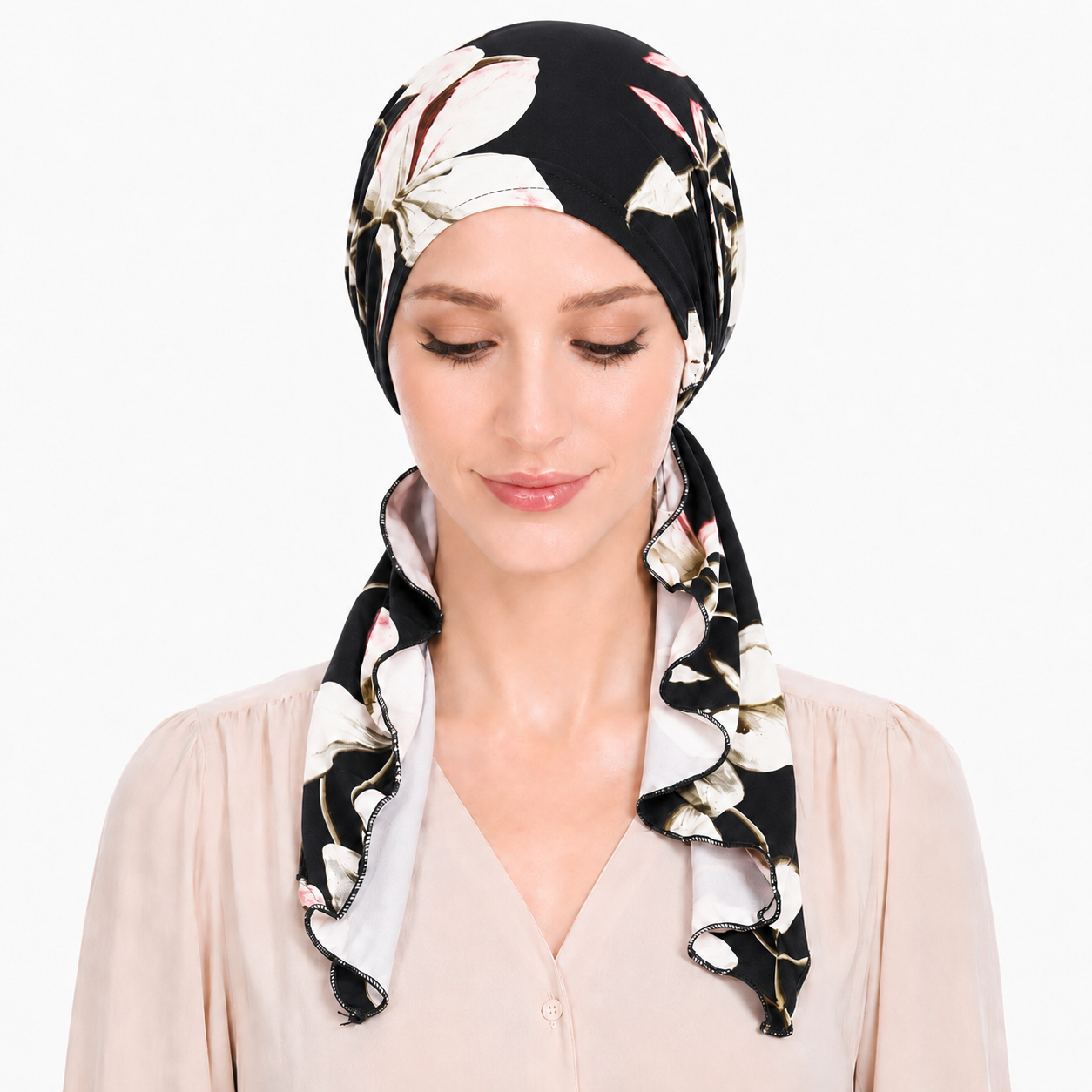 Printed hair cap with scarf