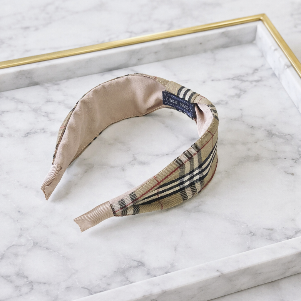 Beige plaids knotted headband