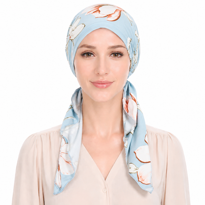 Printed hair cap with scarf
