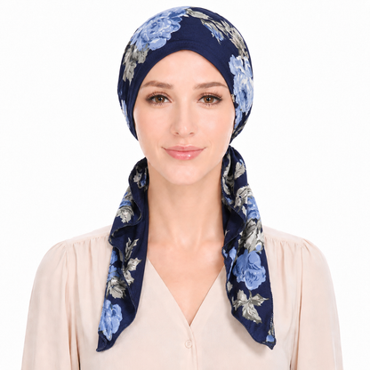 Printed hair cap with scarf
