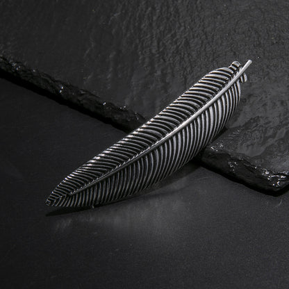 Metallic slim feather hair barrette