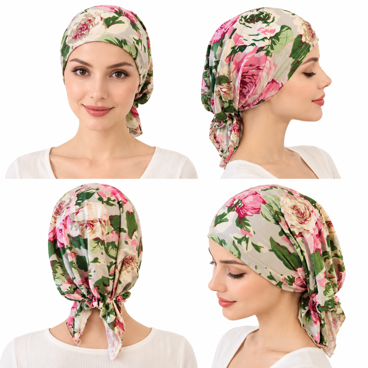 Multicoloured hair cap with tail