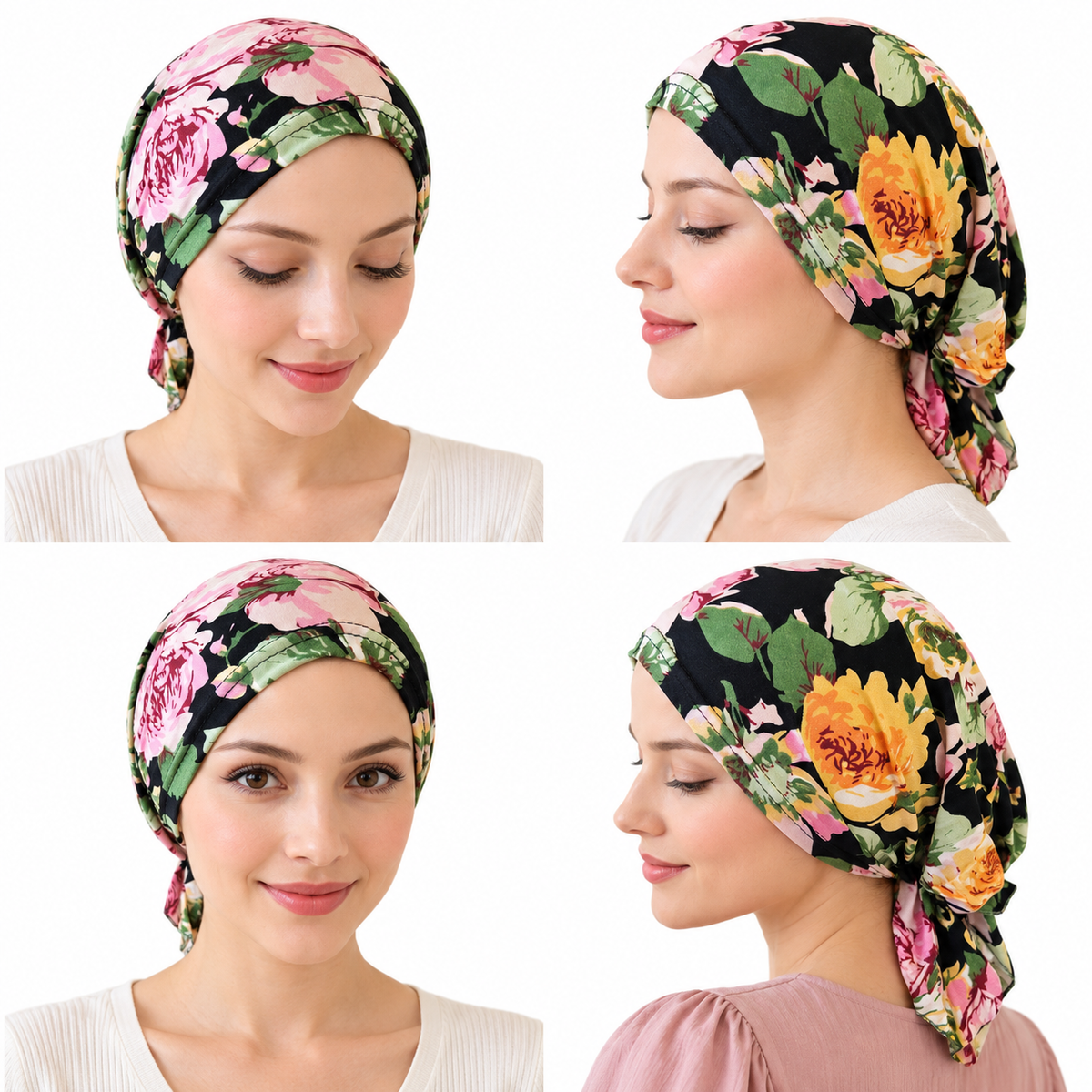 Multicoloured hair cap with tail