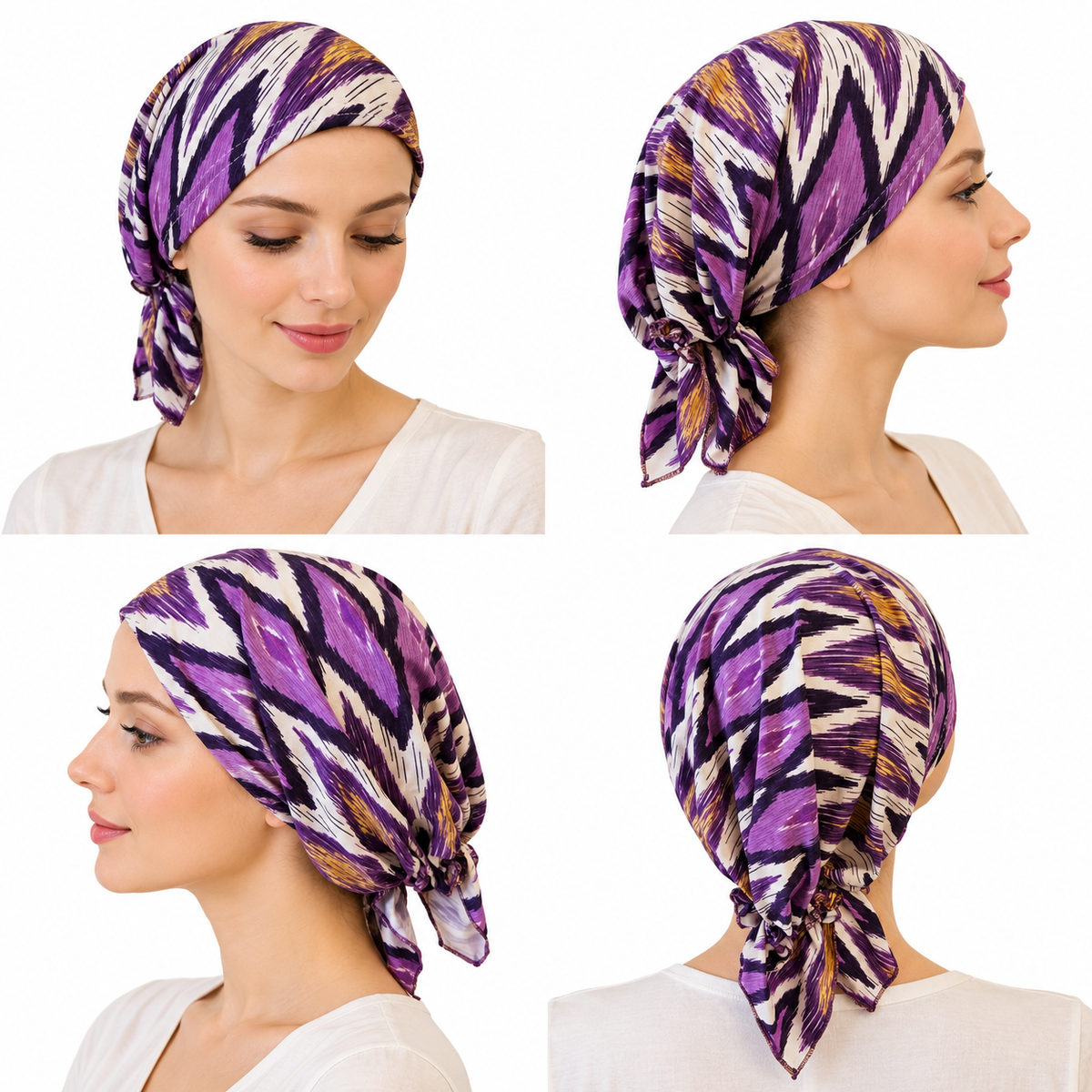 Multicoloured hair cap with tail