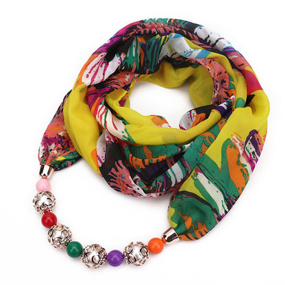 Floral chiffon infinity scarf with jewellery