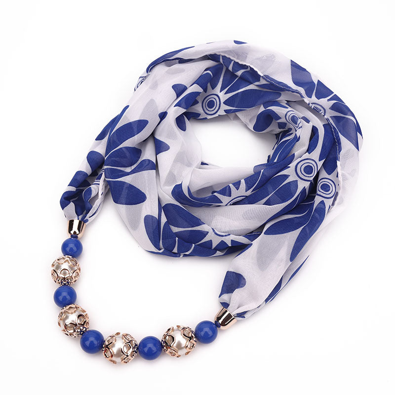 Floral chiffon infinity scarf with jewellery