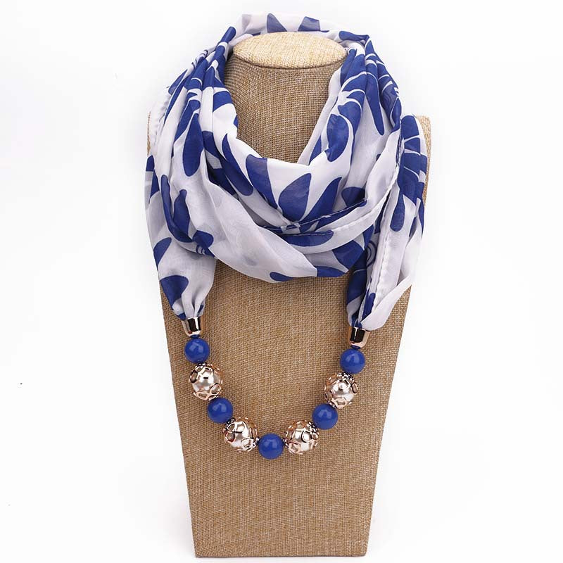 Floral chiffon infinity scarf with jewellery