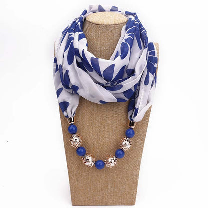 Floral chiffon infinity scarf with jewellery