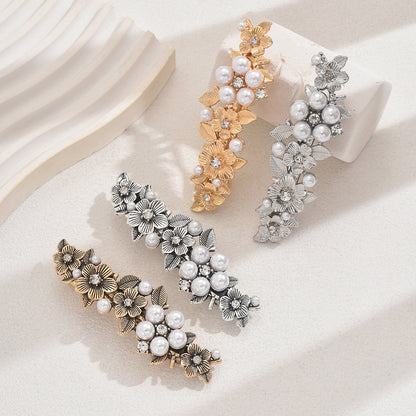 Metal flowers hair barrette