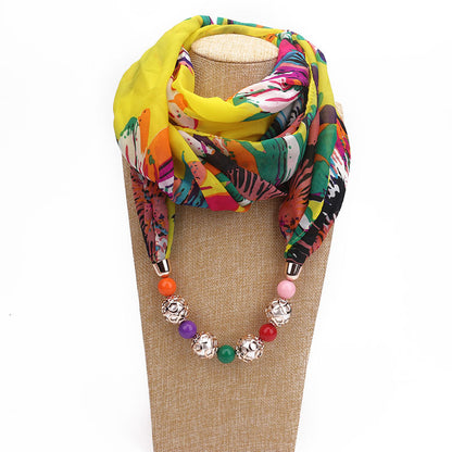Floral chiffon infinity scarf with jewellery