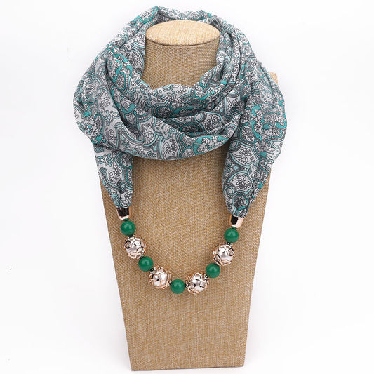 Floral chiffon infinity scarf with jewellery