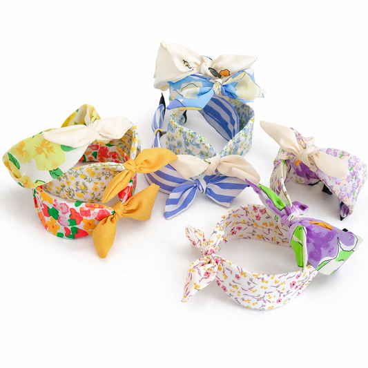 Floral headband with bow