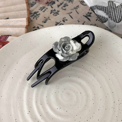 Black ibis claw with white grey acrylic flower