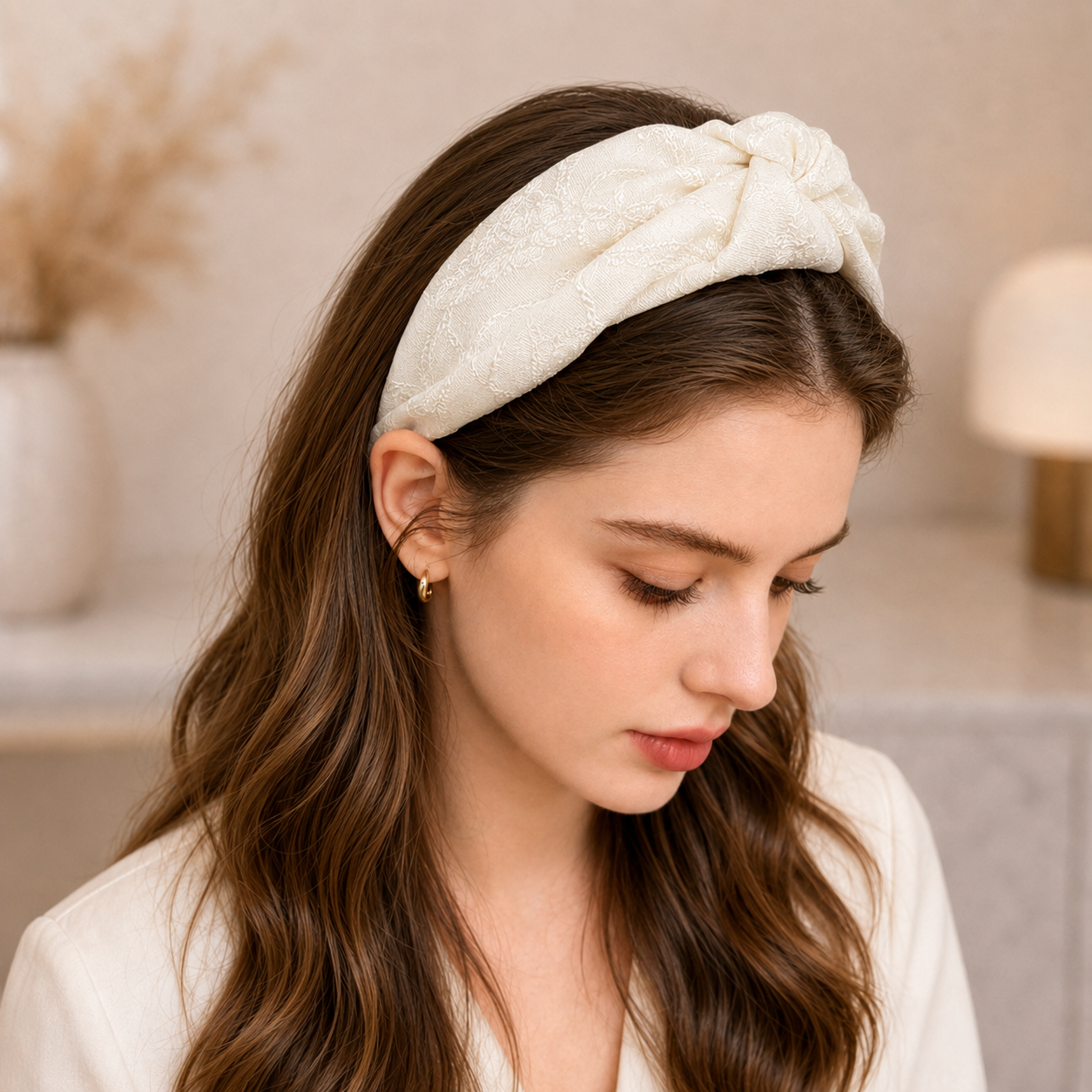 Embroidered floral knotted headband