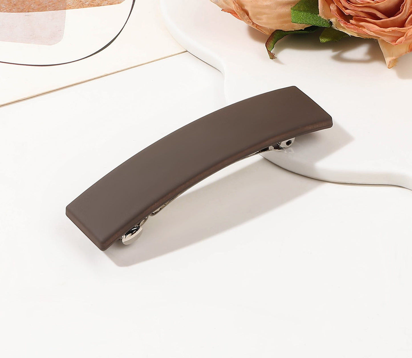 Rectangle matte resin hair barrette