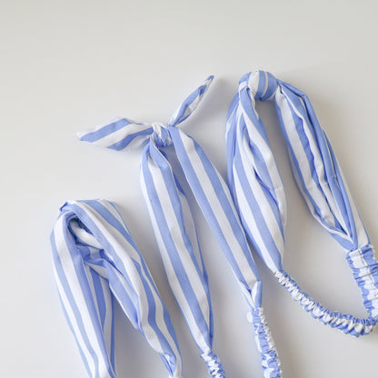 Sky blue white stripes elastic headband