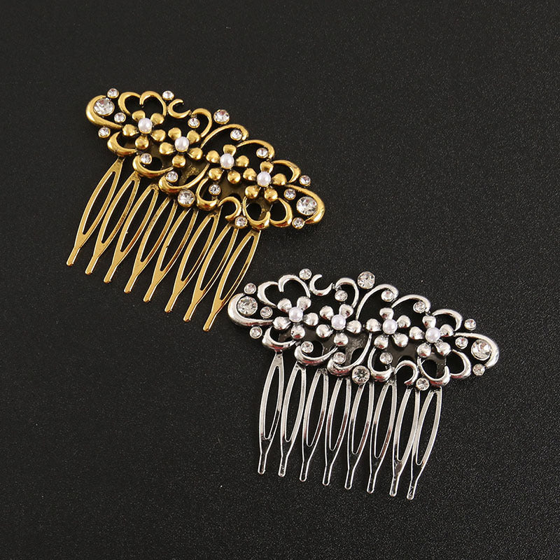 Metallic floral hair comb