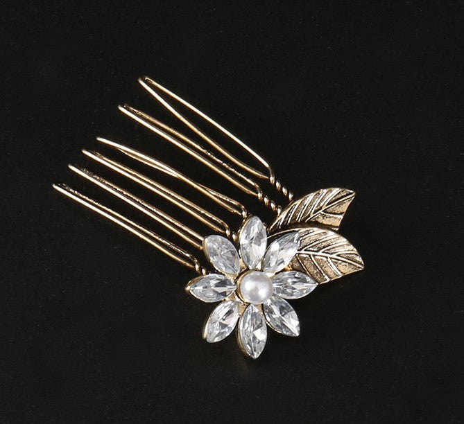 Rhinestones flower small hair comb