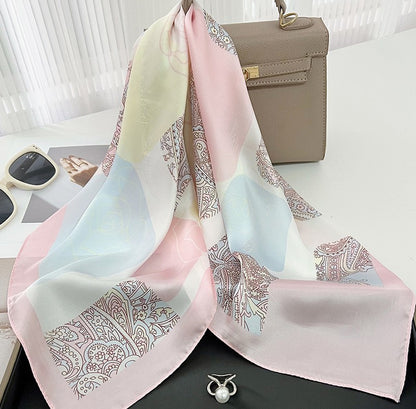 Floral pink square scarf