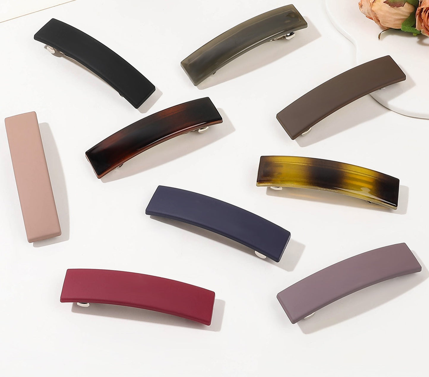 Rectangle matte resin hair barrette