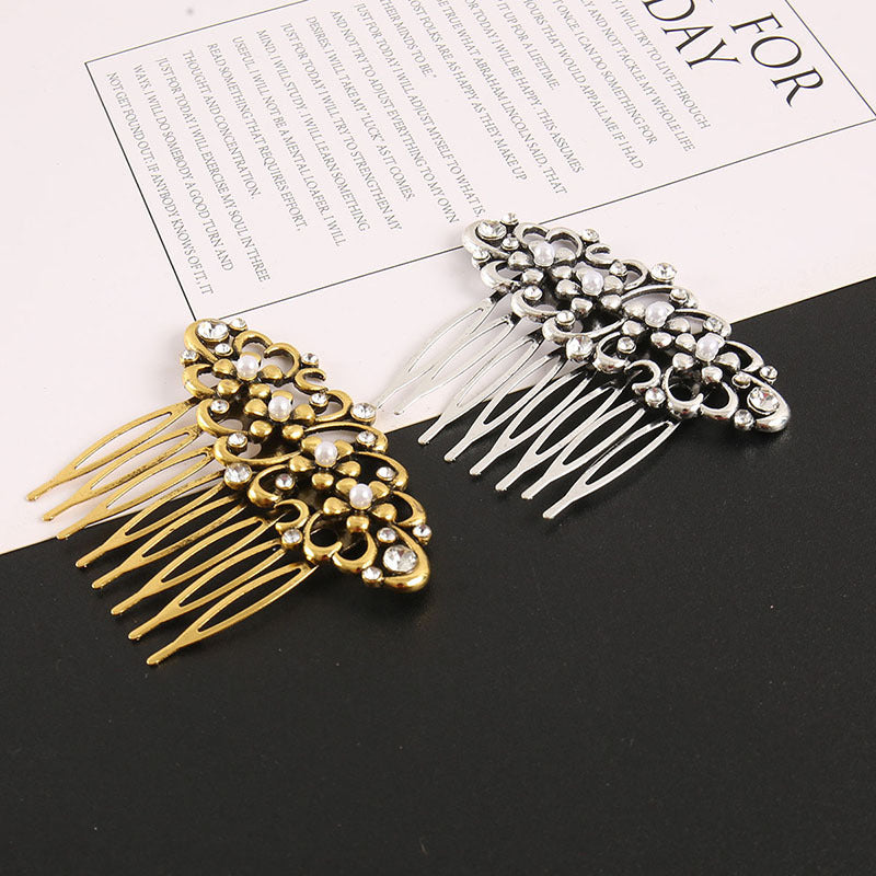 Metallic floral hair comb