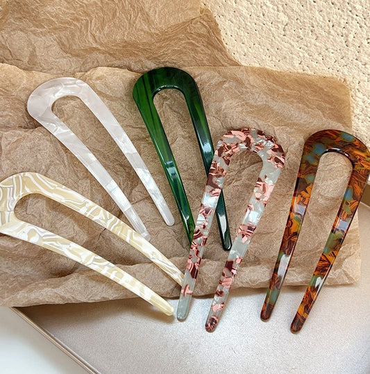 Multicoloured large hair fork / French hair pin