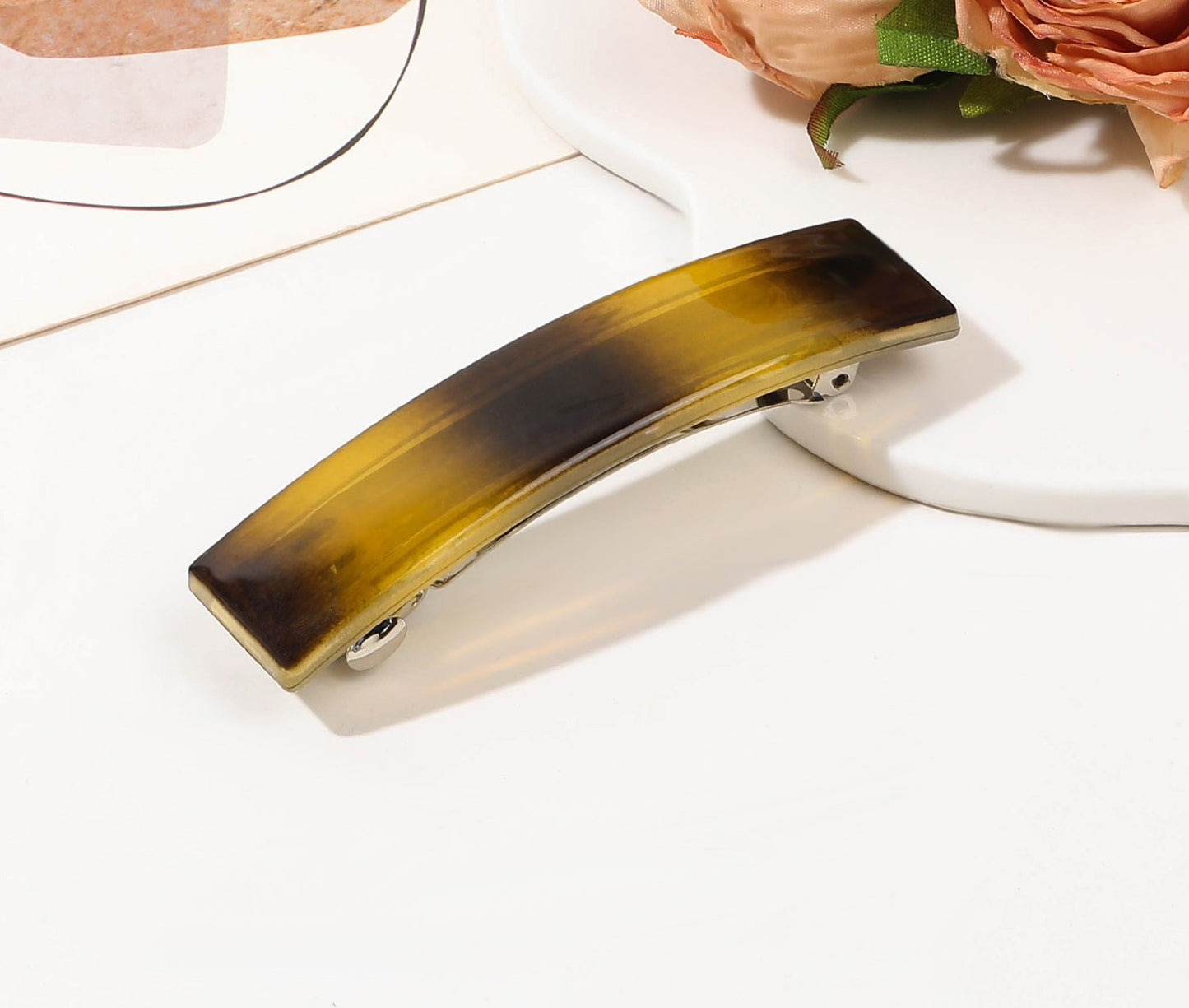 Rectangle matte resin hair barrette
